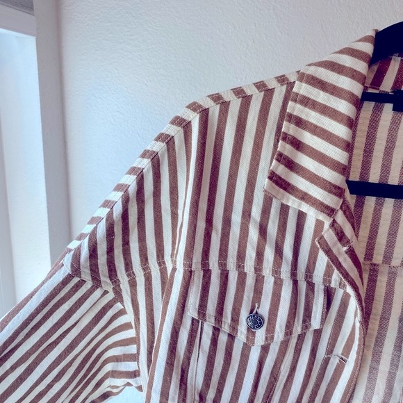 Oversized Vintage 1990’s Style | Striped Linen Blend Jacket - Size Medium 🤍 - Picture 6 of 12